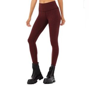 ALO Yoga High-Rise Cranberry/Black Houndstooth Leggings (Lg)